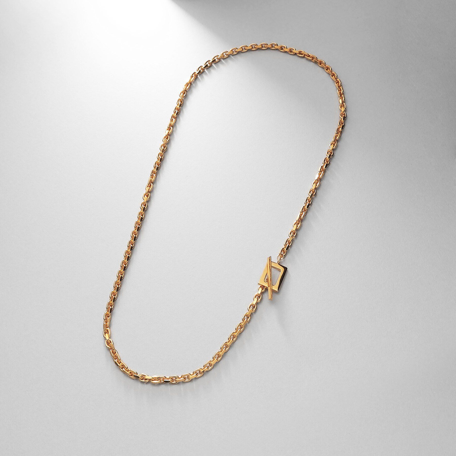 COCOSHNIK ONKITSCH「シルバー カットケーブルチェーン レクタングルマンテルネックレス（48cm） GP」|ネックレス|