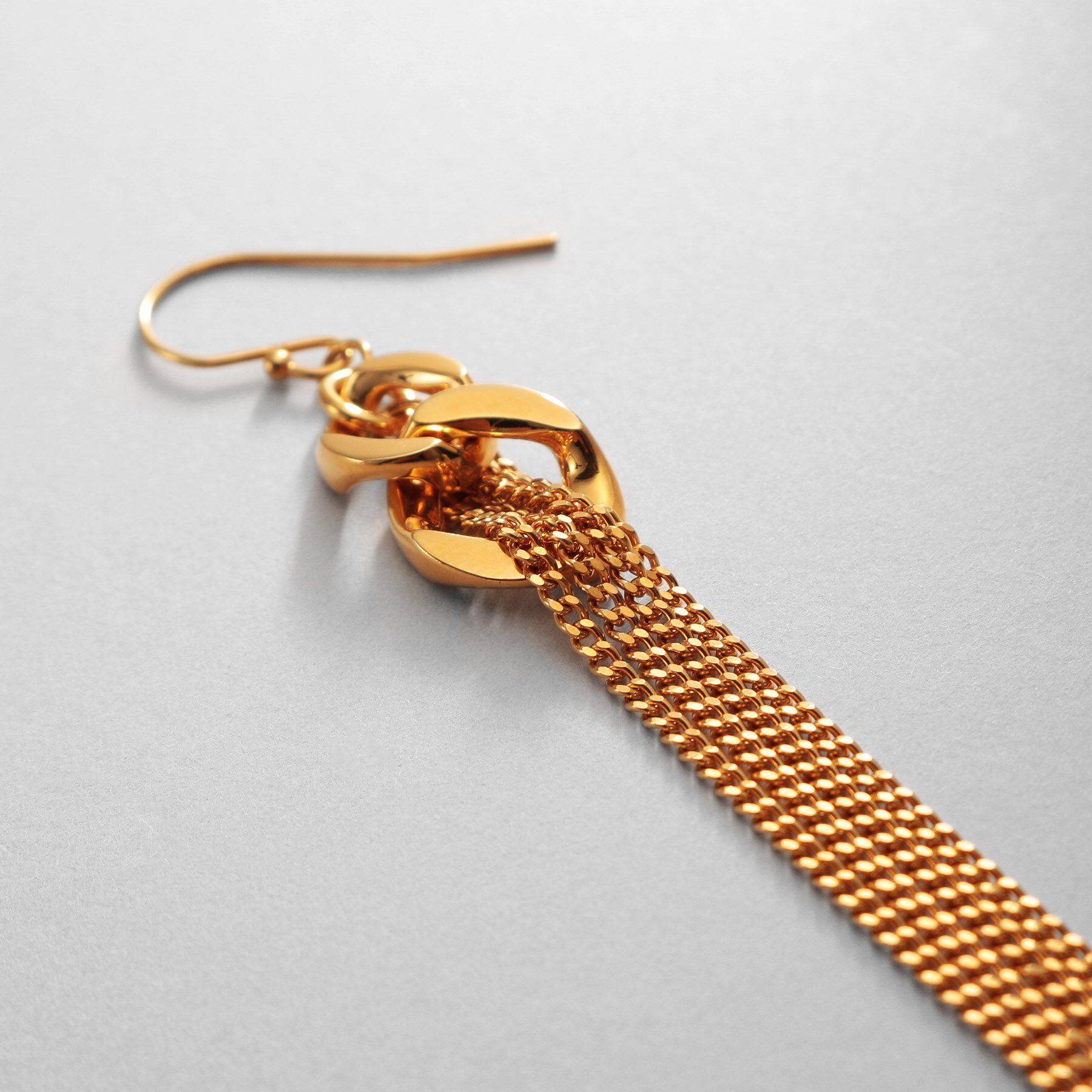 COCOSHNIK ONKITSCH「シルバー カーブチェーンモチーフフリンジピアス GP」|ピアス|