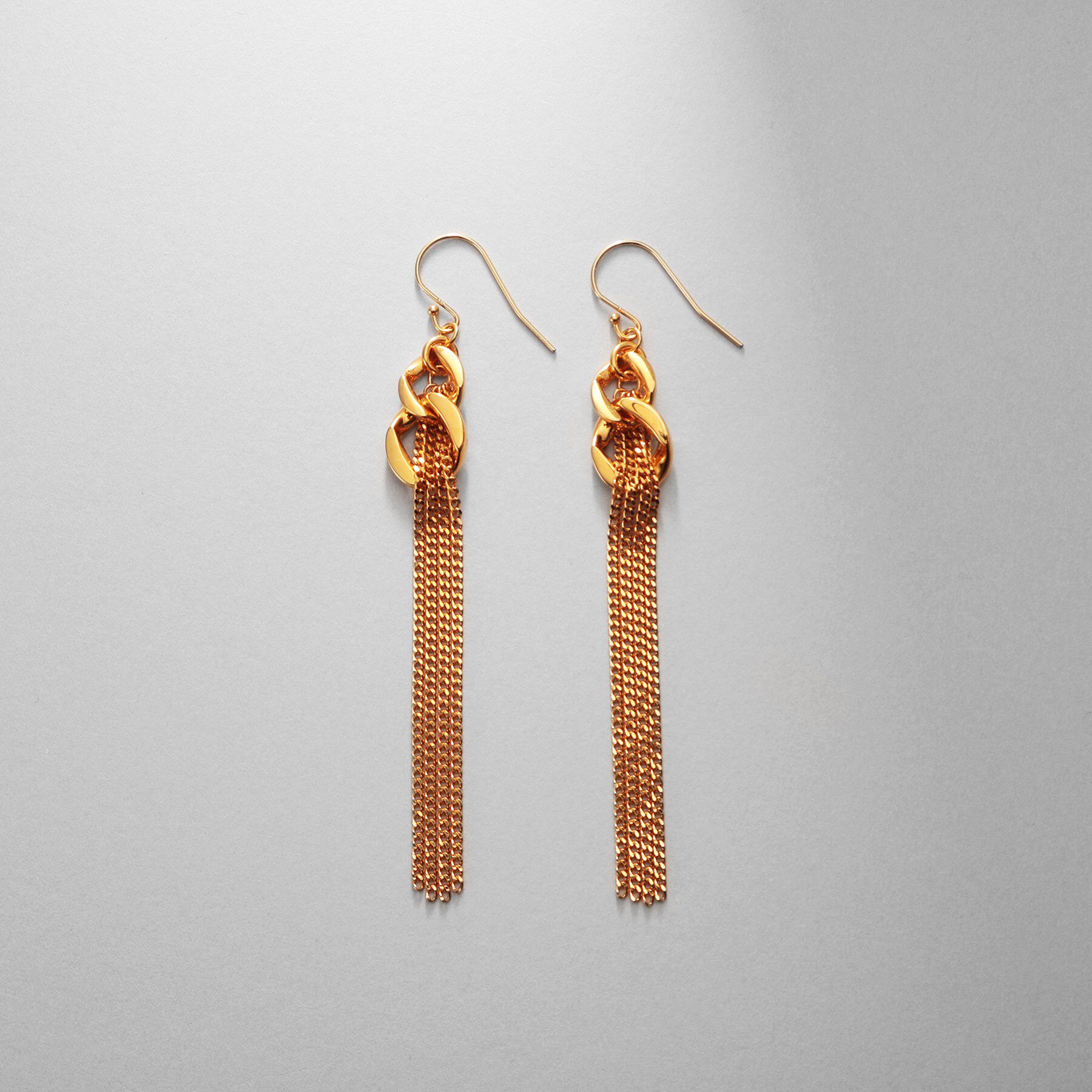 COCOSHNIK ONKITSCH「シルバー カーブチェーンモチーフフリンジピアス GP」|ピアス|