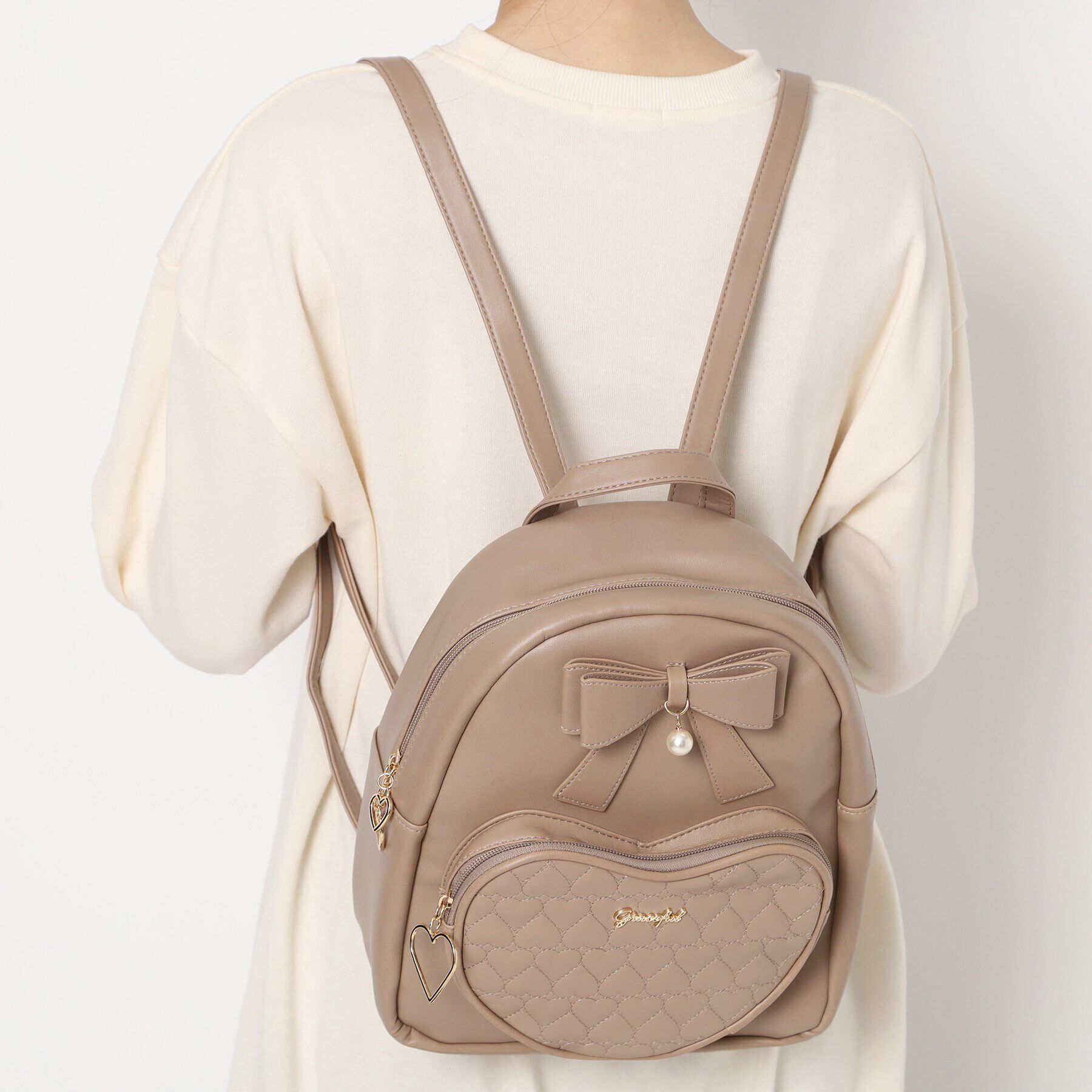 Ober Tashe「ハートを運んで！ガーリーリボンハートリュック」|リュック|