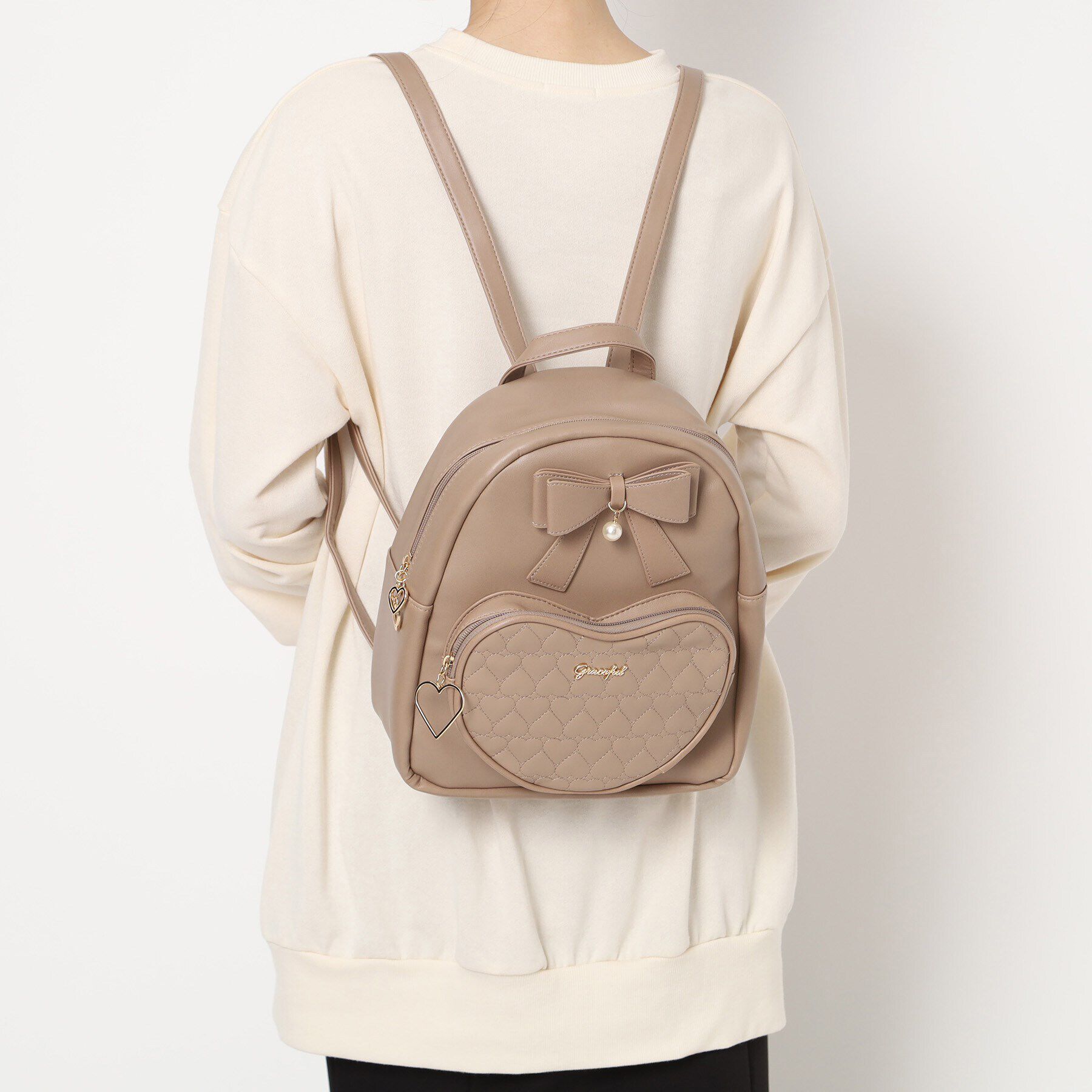 Ober Tashe「ハートを運んで！ガーリーリボンハートリュック」|リュック|