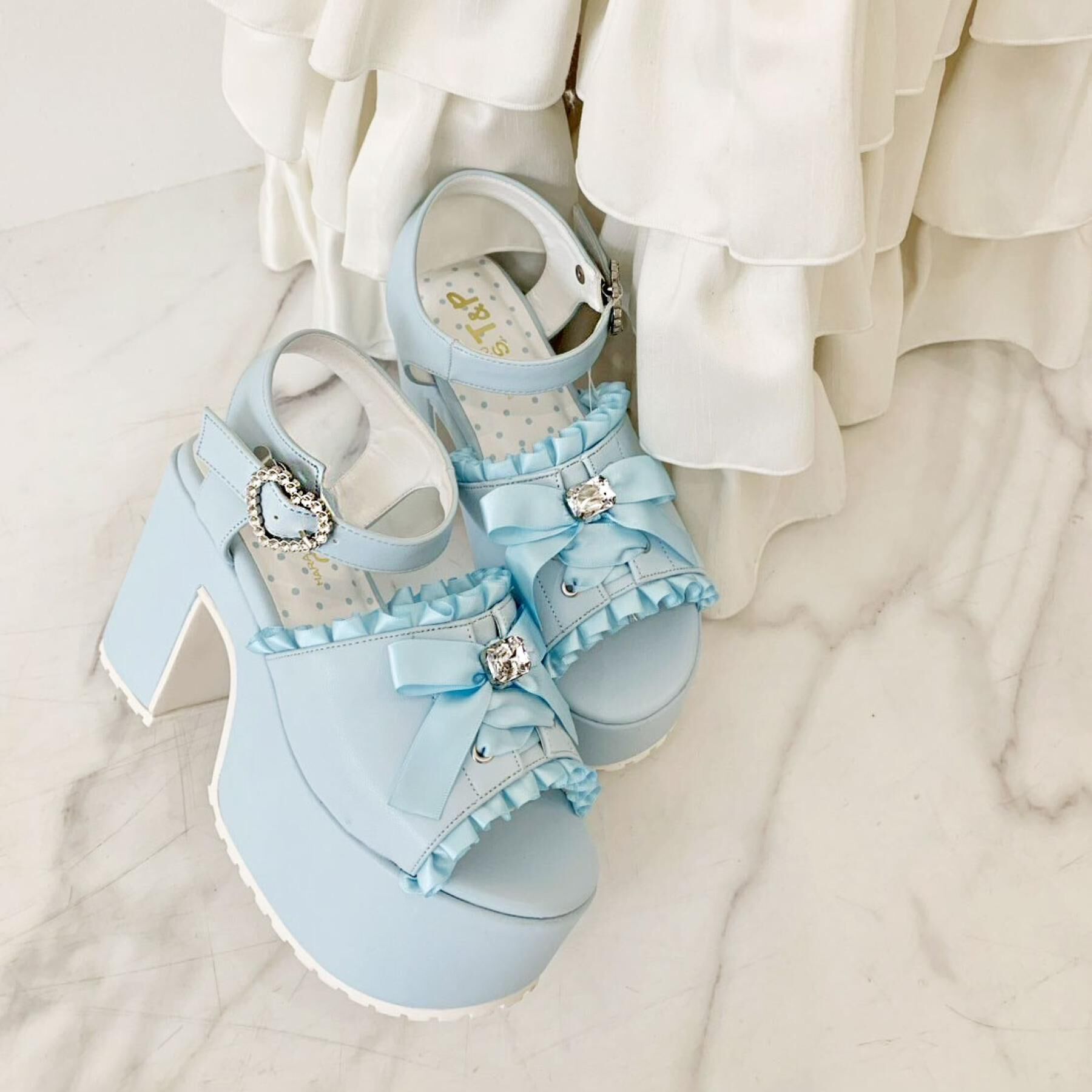 csT&P「地雷系 厚底リボンレースアップサンダル」|サンダル|