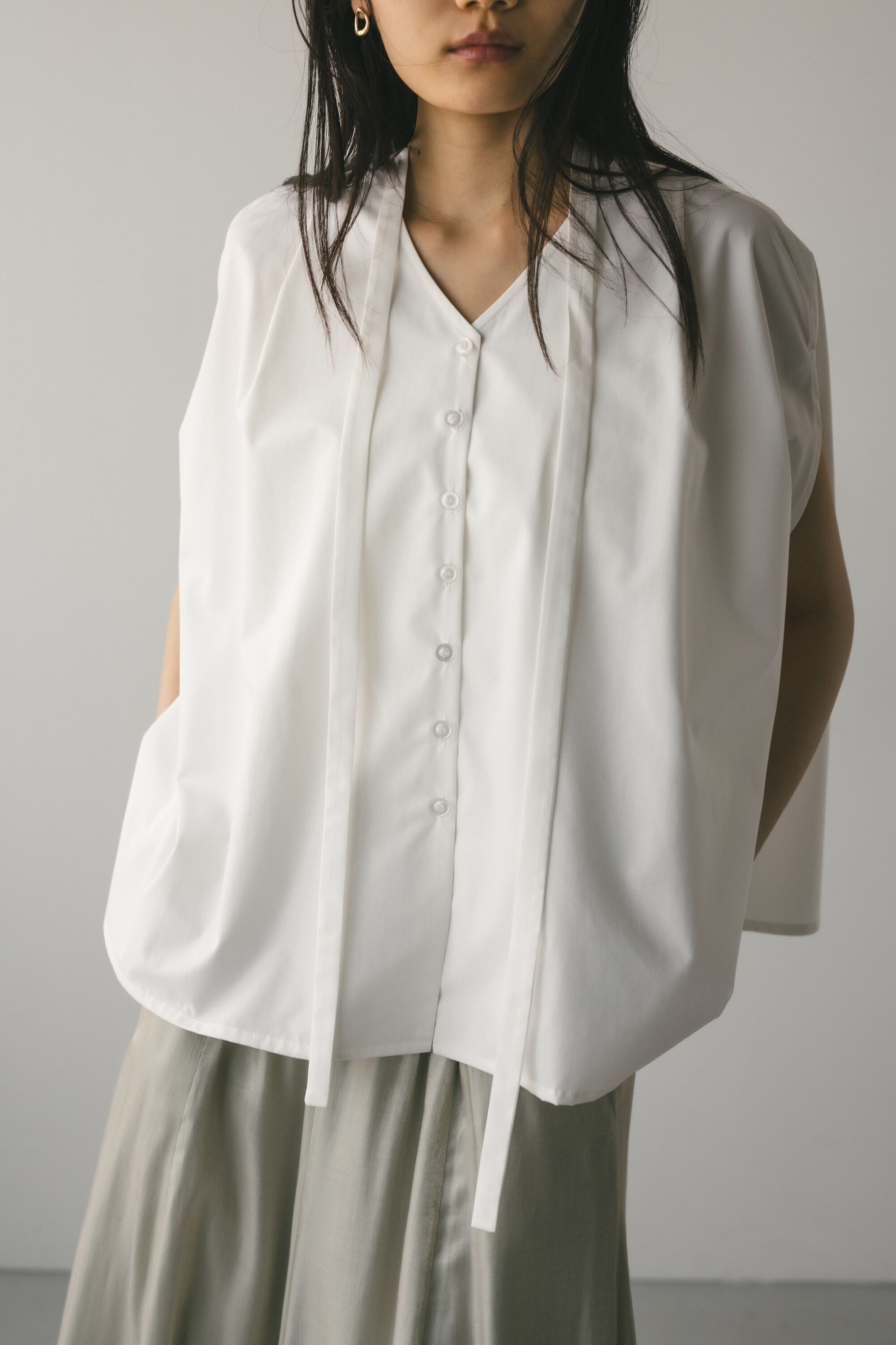 STYLEMIXER「チョーカーネックフレアブラウス」|シャツ・ブラウス|WHT