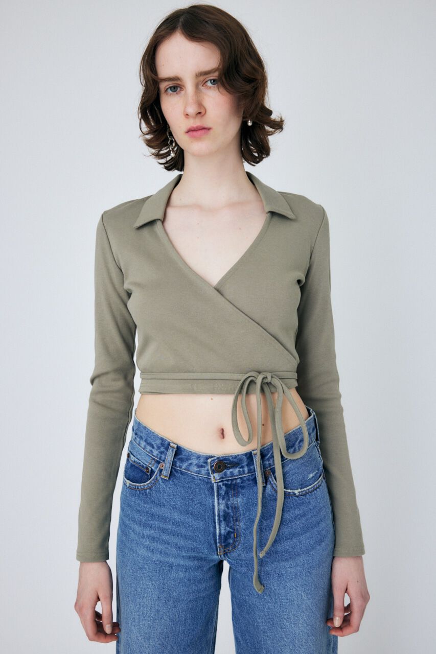 MOUSSY「CROSS OVER POLO LS トップス」|Tシャツ・カットソー|