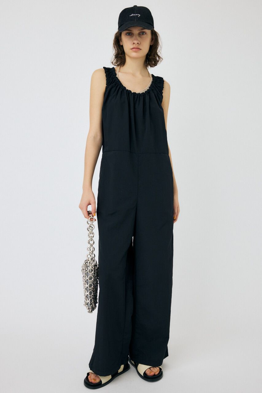 MOUSSY「GATHERED V NECK LIGHT オールインワン」|その他|BLK