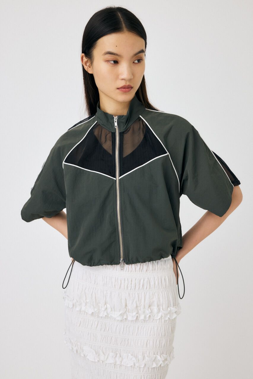 MOUSSY「PIPING HALF SLEEVE トラックジャケット」|Tシャツ・カットソー|L/BLK1