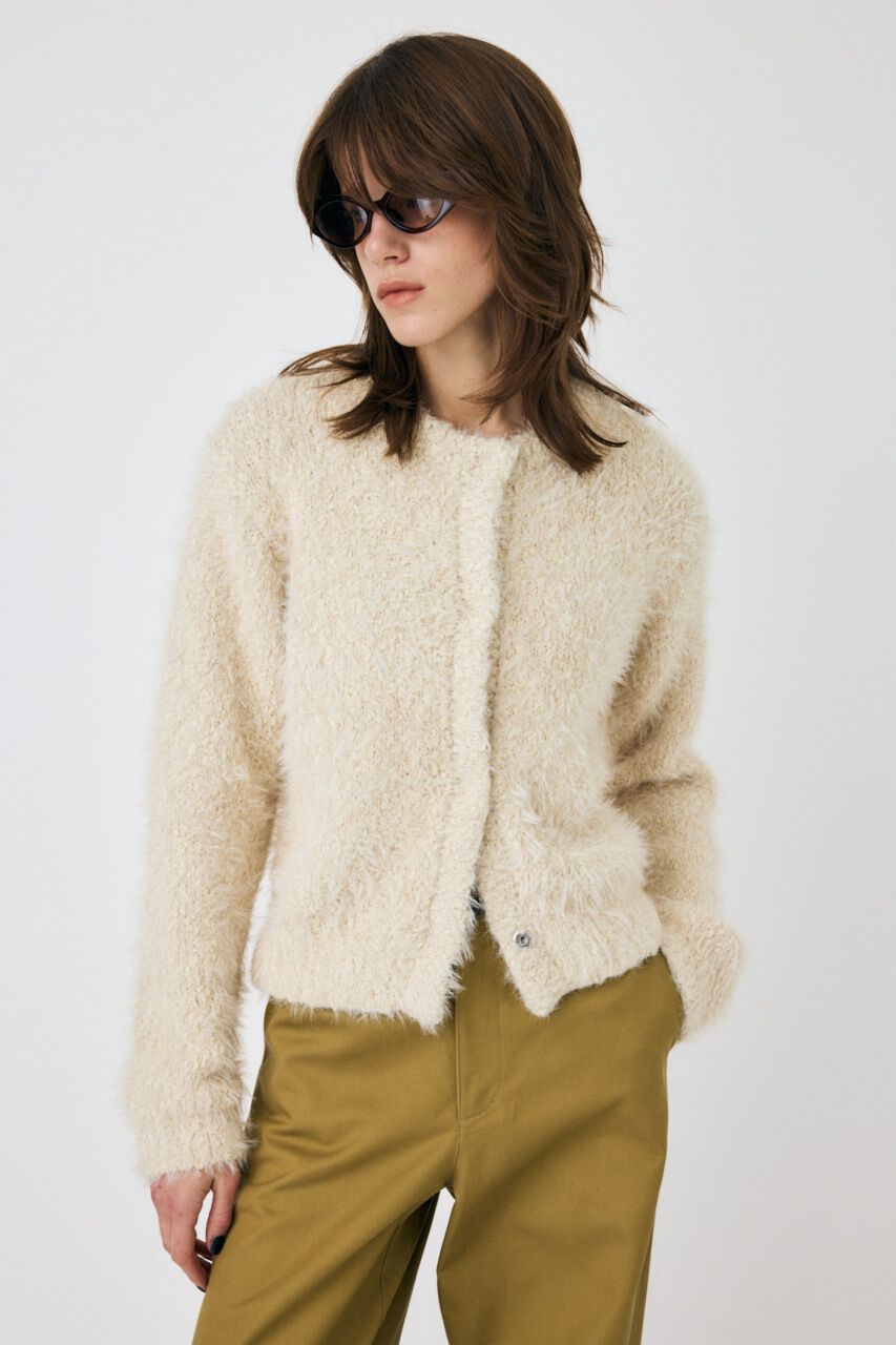 MOUSSY「GLITTER SHAGGY ニットカーディガン」|カーディガン|