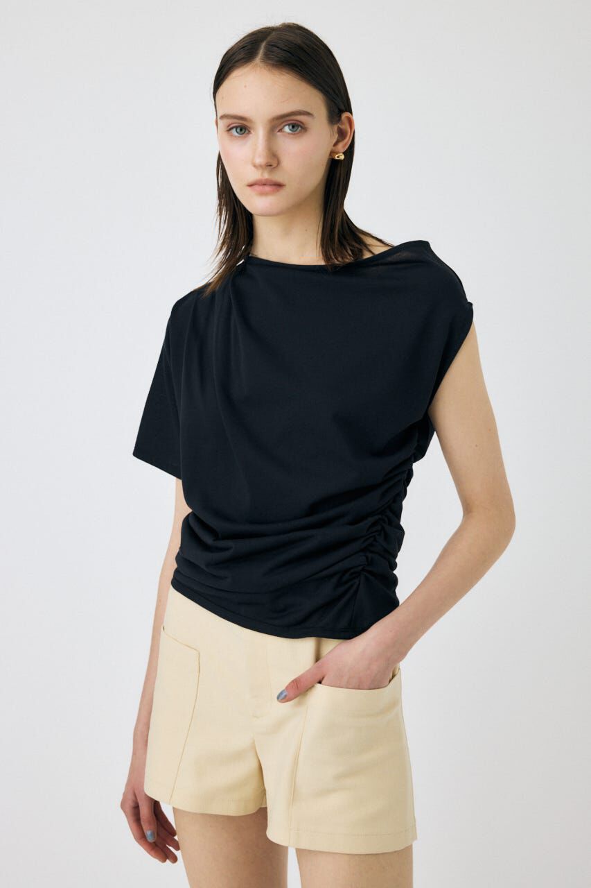 MOUSSY「ONE SHOULDER シアー TEE」|Tシャツ・カットソー|BLK