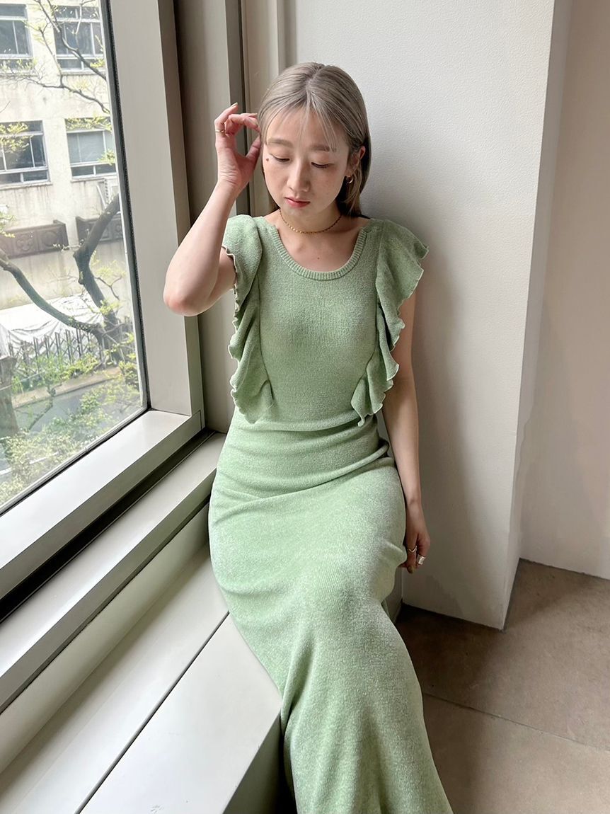 SNIDEL HOME「フリルニットワンピース」|ルームウェア|