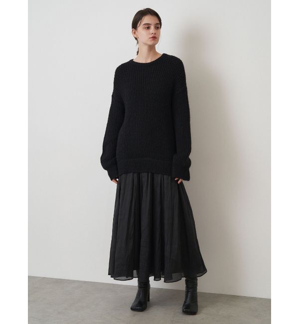 ELENDEEK「BRUSHED YARN KNIT DOCKING OP」|ワンピース|ブラック