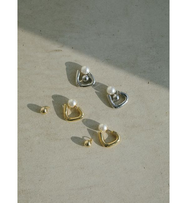 ELENDEEK「3WAY TRIANGLE PEARL PIERCE」|ピアス|ゴールド