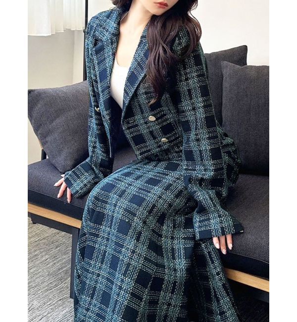 RESEXXY「ツイードダブルショートジャケット【セットアップ着用可能】」|テーラードジャケット|ブルー