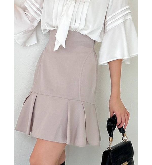 dazzlin「フレアタックミニスカート」|スカート|ベージュ