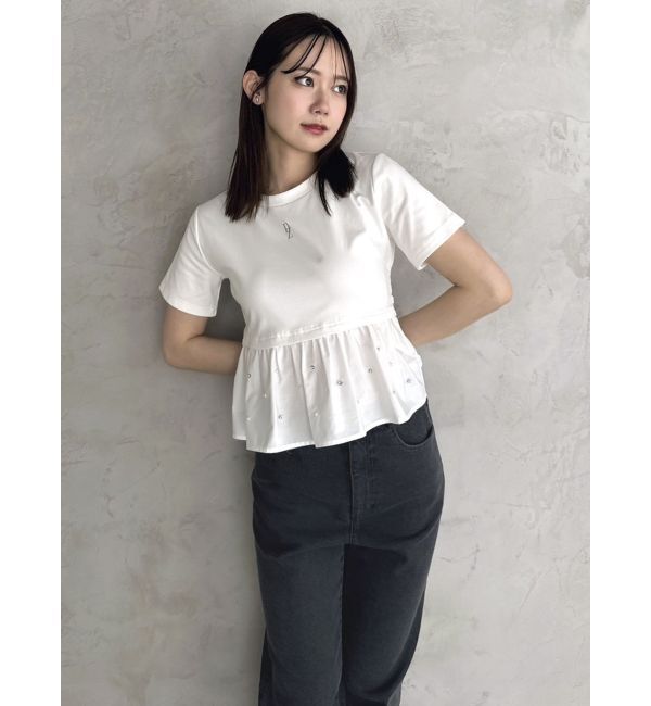 dazzlin「バックリボンビジューペプラムTシャツ」|Tシャツ・カットソー|