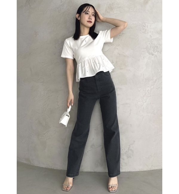 dazzlin「バックリボンビジューペプラムTシャツ」|Tシャツ・カットソー|