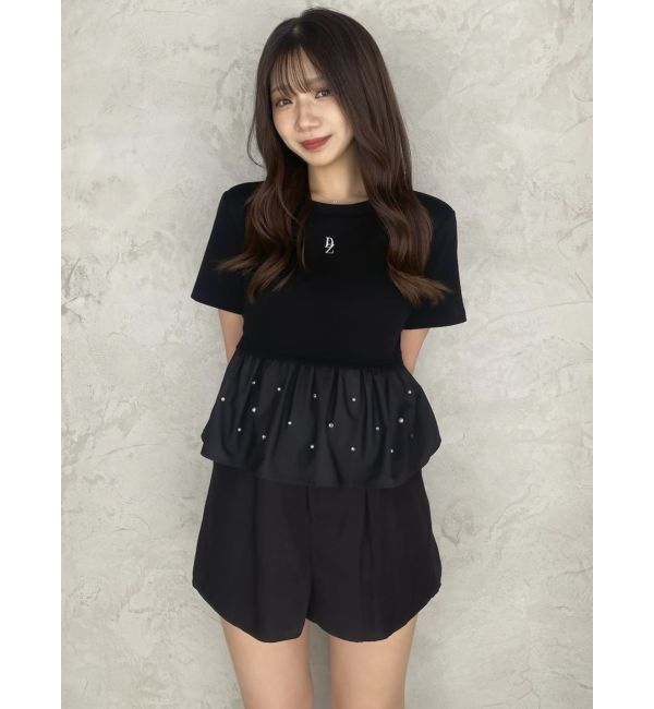 dazzlin「バックリボンビジューペプラムTシャツ」|Tシャツ・カットソー|