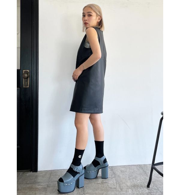 EMODA「フェイクレザーボックスワンピース」|ワンピース|