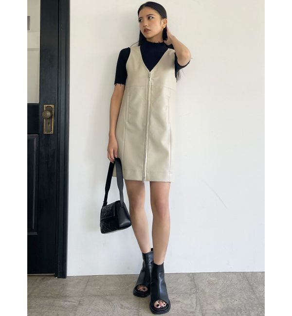 EMODA「フェイクレザーボックスワンピース」|ワンピース|