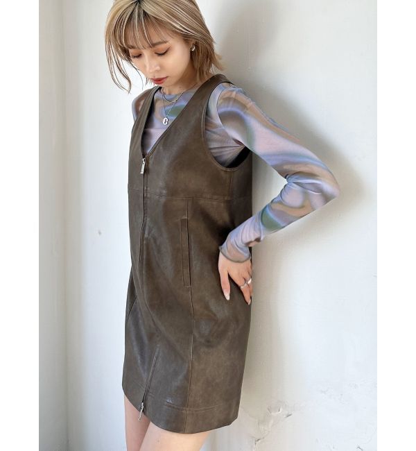 EMODA「フェイクレザーボックスワンピース」|ワンピース|