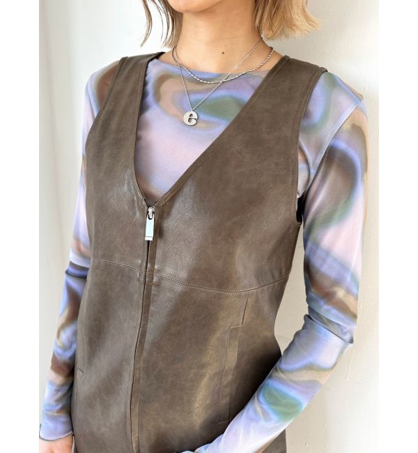 EMODA「フェイクレザーボックスワンピース」|ワンピース|