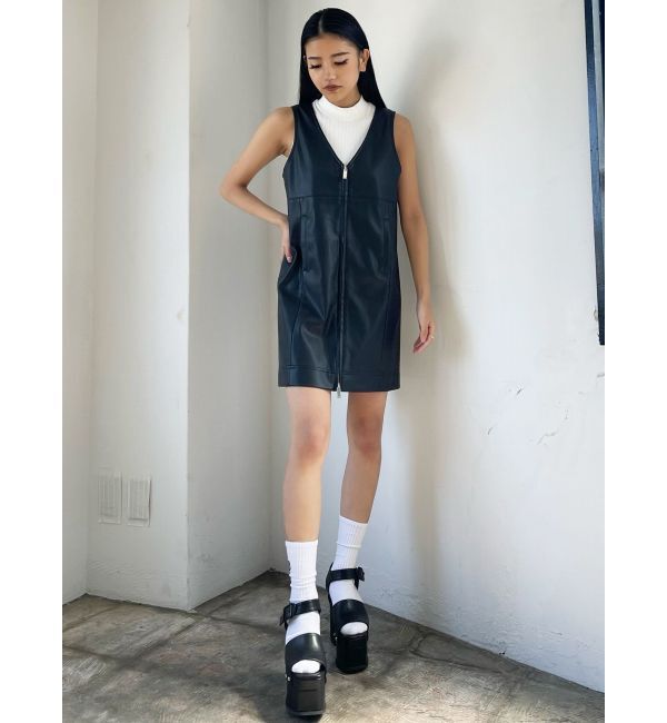 EMODA「フェイクレザーボックスワンピース」|ワンピース|