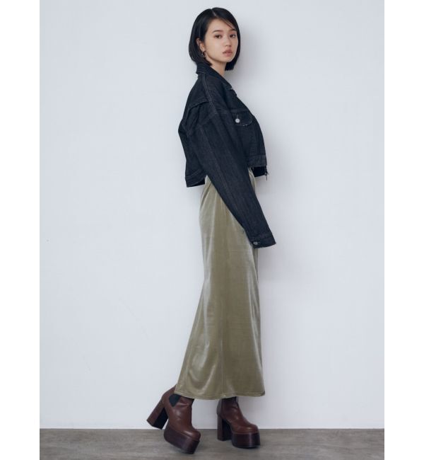 EMODA「【WEB限定】ハイウエストベルトベロアスカート」|スカート|