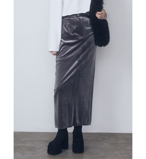 EMODA「【WEB限定】ハイウエストベルトベロアスカート」|スカート|