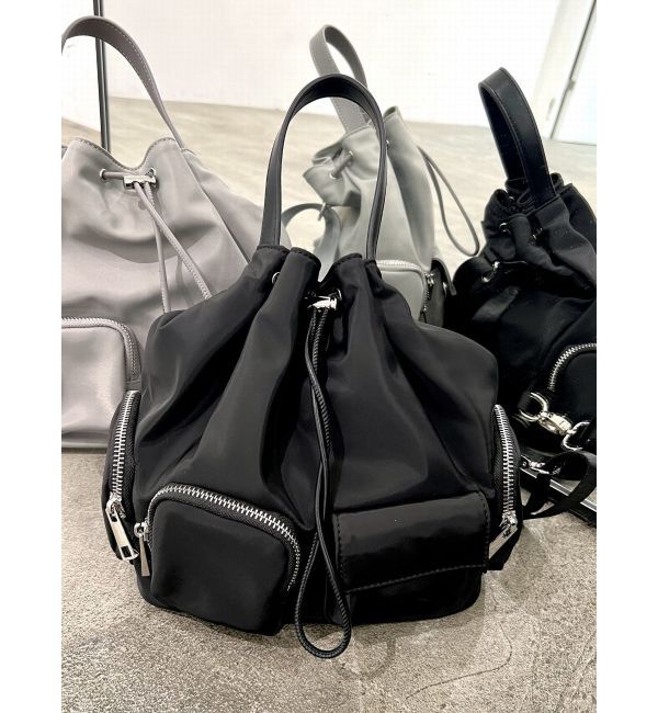 EMODA「2WAYアウトポケットドローストリングバッグ」|ハンドバッグ|ブラック