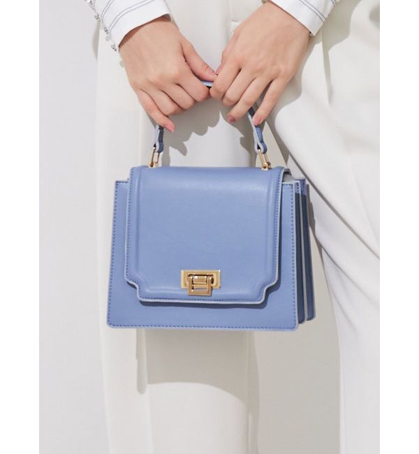 MERCURYDUO「アコーディオンスクエアBAG」|ハンドバッグ|ブルー
