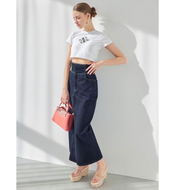 MERCURYDUO「クロップドパールロゴTシャツ」|Tシャツ・カットソー|