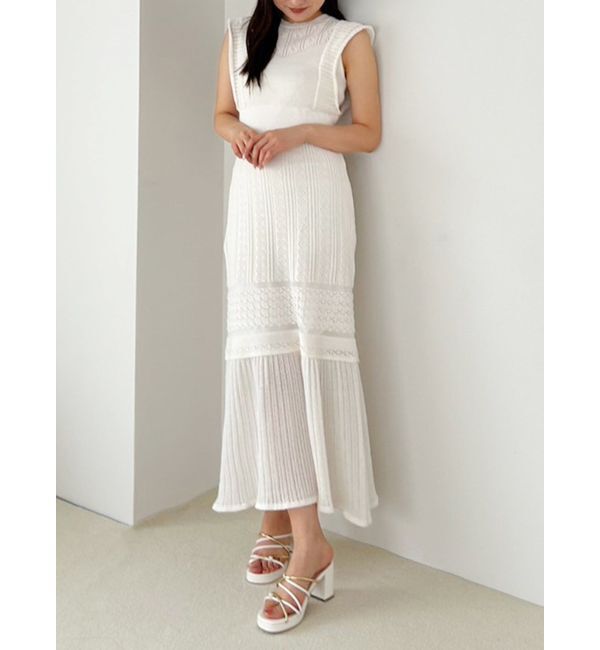 MERCURYDUO「バイカラーワンポイントパールストラップヒールサンダル」|サンダル|