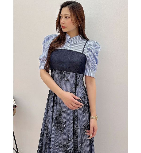 MERCURYDUO「ビスチェドッキングパワショルシャツワンピース」|ワンピース|