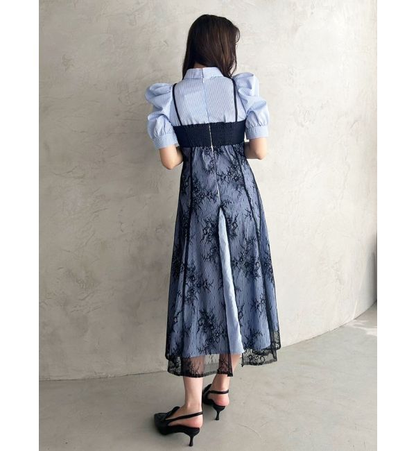 MERCURYDUO「ビスチェドッキングパワショルシャツワンピース」|ワンピース|