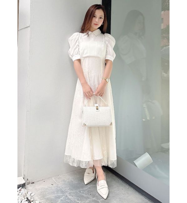 MERCURYDUO「ビスチェドッキングパワショルシャツワンピース」|ワンピース|