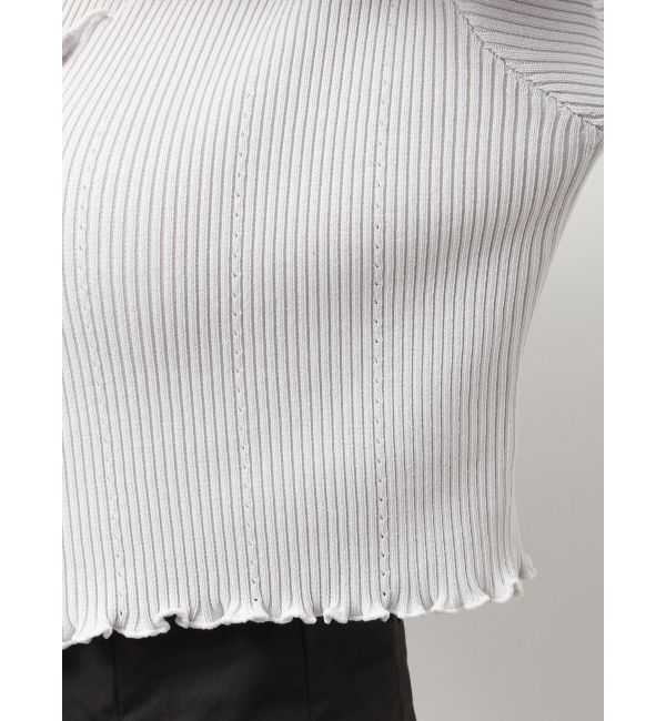 MERCURYDUO「配色メローフリルニットカーデ」|カーディガン|