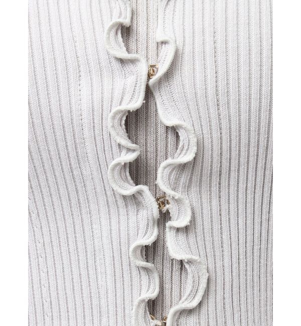 MERCURYDUO「配色メローフリルニットカーデ」|カーディガン|