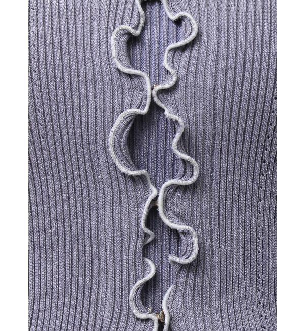 MERCURYDUO「配色メローフリルニットカーデ」|カーディガン|