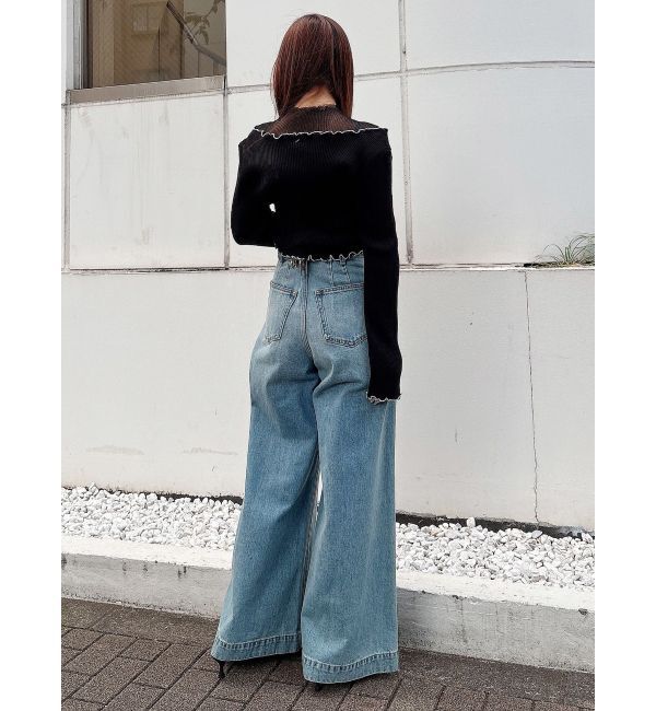 MERCURYDUO「配色メローフリルニットカーデ」|カーディガン|