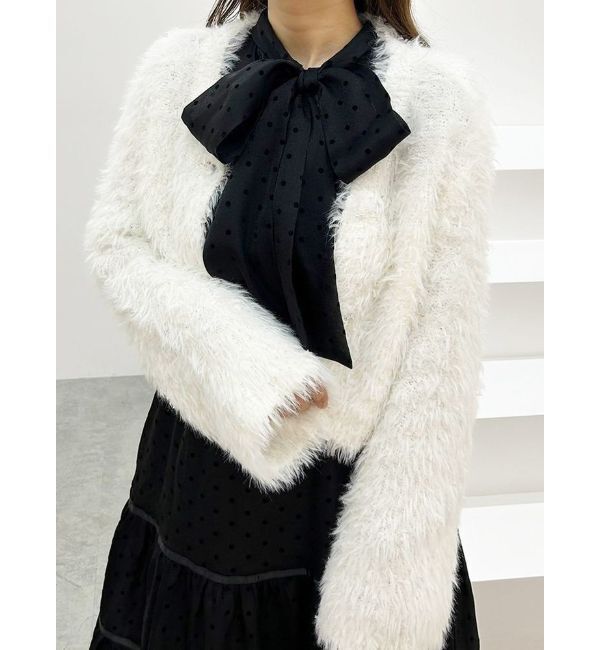 MERCURYDUO「フェザーヤーンボレロカーディガン」|カーディガン|アイボリー