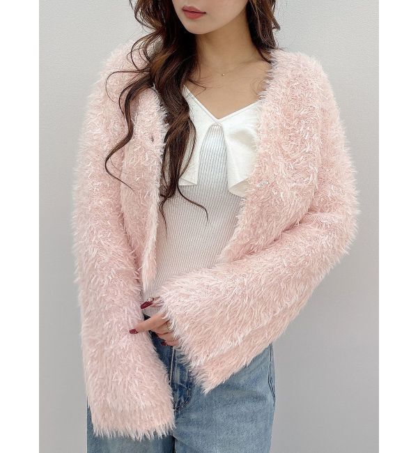 MERCURYDUO「フェザーヤーンボレロカーディガン」|カーディガン|