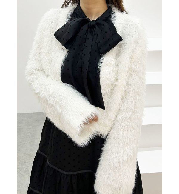 MERCURYDUO「フェザーヤーンボレロカーディガン」|カーディガン|