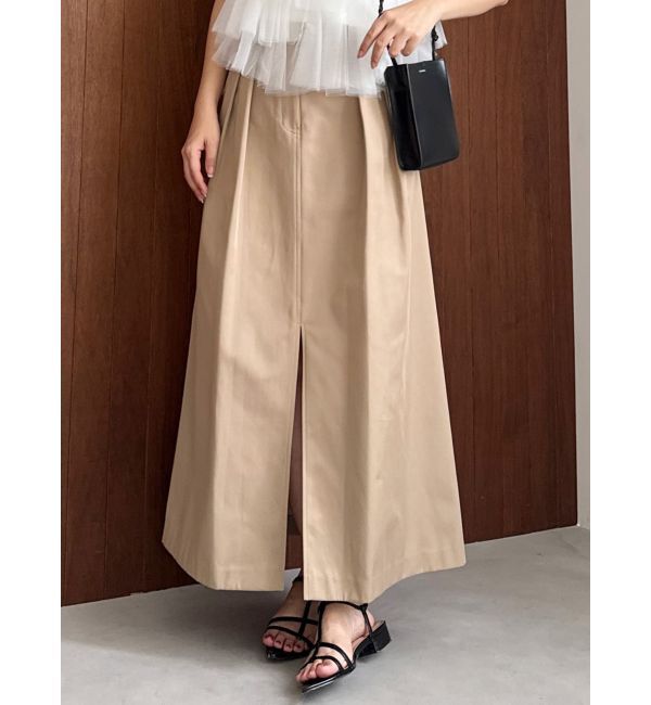 MERCURYDUO「【OUNNOUN】ギャバスリットデザインスカート」|スカート|ベージュ