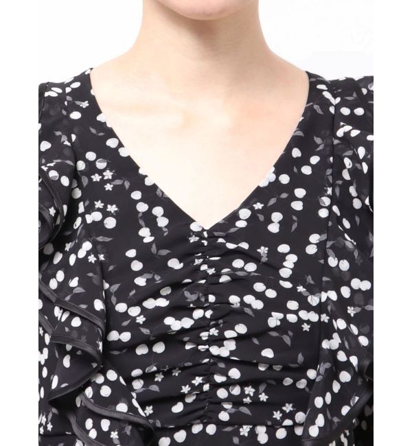 MERCURYDUO「ダブルラッフルバイカラーパイピングワンピース」|ワンピース|