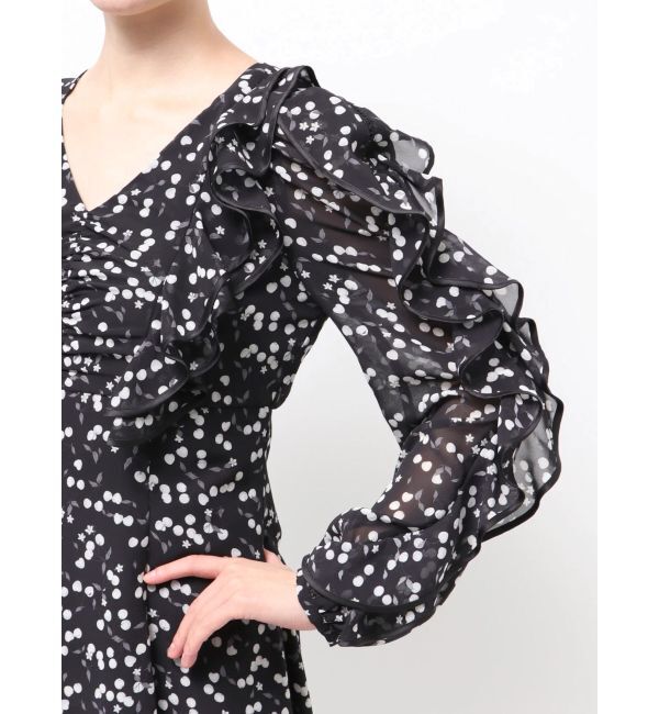 MERCURYDUO「ダブルラッフルバイカラーパイピングワンピース」|ワンピース|