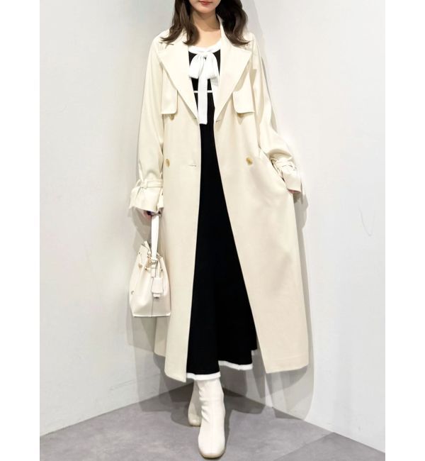 MERCURYDUO「バイカラーリボンリブニットワンピース」|ワンピース|