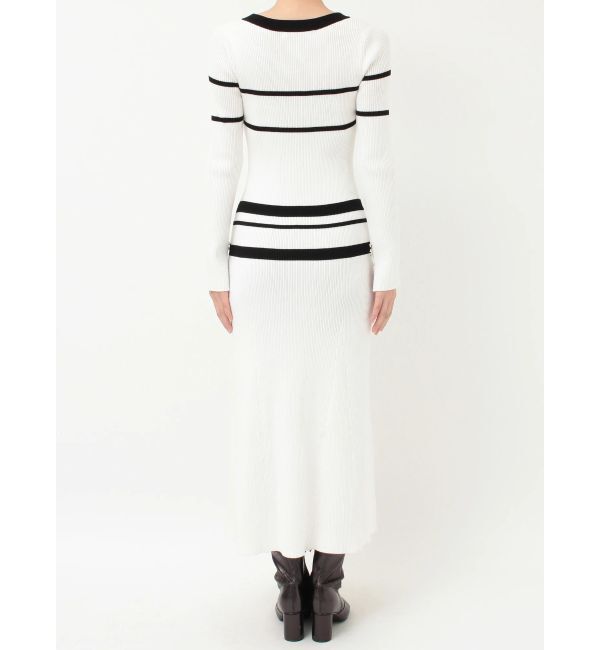MERCURYDUO「バイカラーリボンリブニットワンピース」|ワンピース|