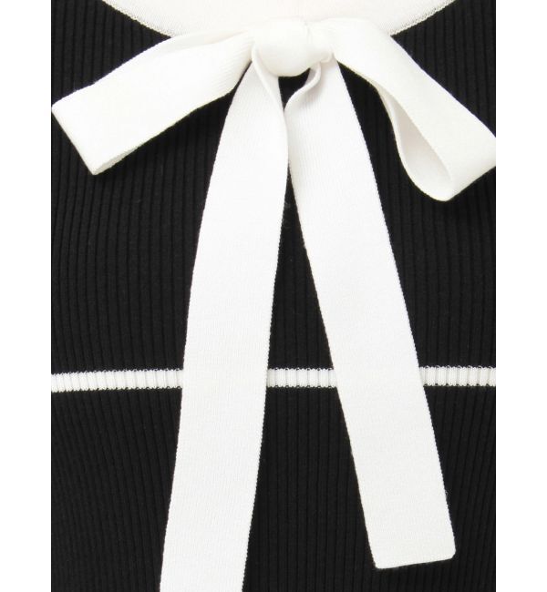 MERCURYDUO「バイカラーリボンリブニットワンピース」|ワンピース|