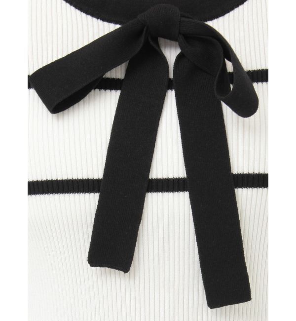 MERCURYDUO「バイカラーリボンリブニットワンピース」|ワンピース|