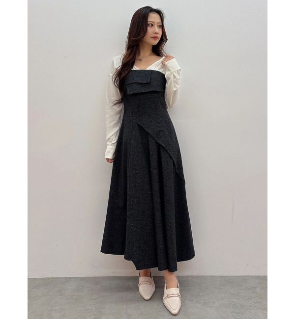 MERCURYDUO「異素材ドッキングラップワンピース」|ワンピース|