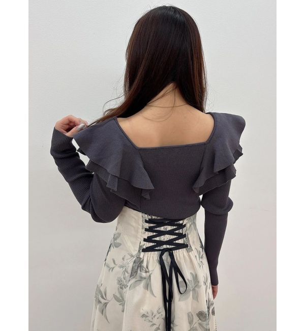 MERCURYDUO「花柄バックレースアップフレアスカート」|スカート|